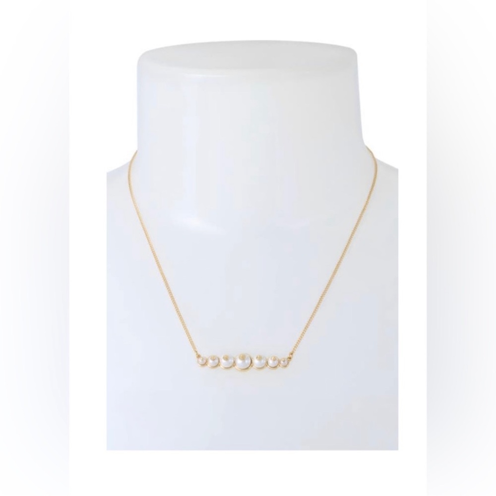 All Saints Gold and White Minimalist Necklace with Gemstone Bar NWT